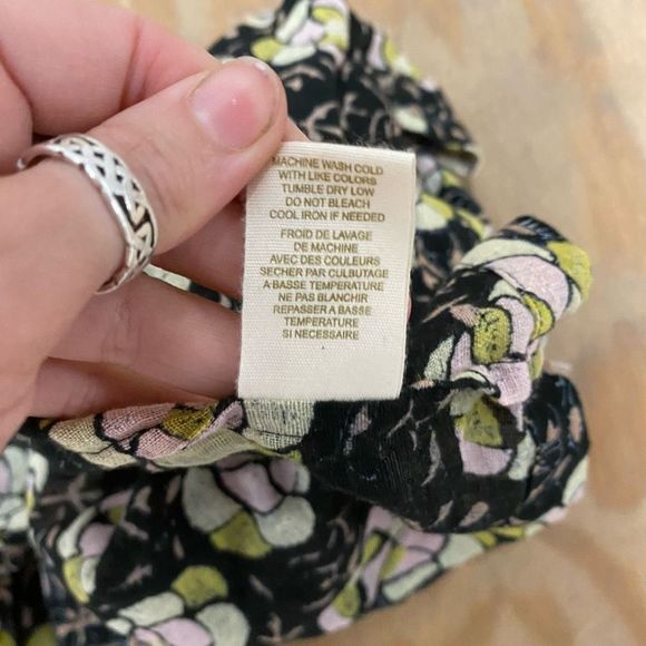 Free People Linen Blend Floral Strapless Halter Babydoll Blouse Top, Size 12 - Picture 5 of 8